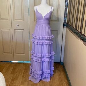 Azazie Rachel Lilac Bridesmaid Dress. A-Line Chiffon length Floor Dress, Size 2.